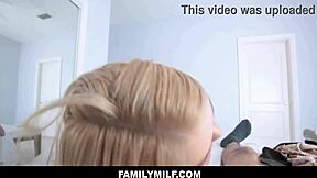 family fucking my petite blonde step mom after finding her nudes on the phone, she's moaning in orgasm pov