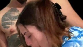 Pretty Skinny Slut Gives Deepthroat Blowjob And Handjob To Huge Cock