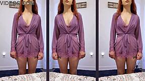 While modeling lingerie, Scarlett Mae starts sucking that dick.