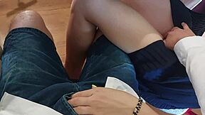 i gave a handjob in the classroom. huge cumshot hit while fingering my 18yo classmate's pussy.