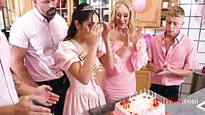 Will this 18th birthday orgy with Wendy Raine, Madison Wilde, GI Joey, Kai Jaxon, and Parker Sims satisfy your step family fantasies?