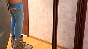 Emotional Fuck on Roller Skates with Athletic Brunette Couple in Tight Leggings Workout