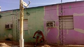 Hey, my neighbor can't resist staring at my big ass in this short dress.