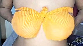 Curious chubby blonde Indian bhabhi reveals big natural saggy tits and wet hairy pussy with juicy moans