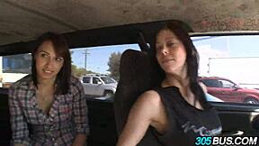 hey this 19 year old brunette slut gets fucked hard outdoors in public bus reality