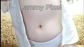 why is this horny brunette lammy pixel stripping to reveal her huge ass?