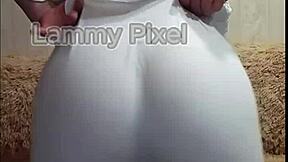 why is this horny brunette lammy pixel stripping to reveal her huge ass?