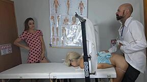 Two Naughty Girls Go To Gynecologist To Let Him Play With Their Pussy!