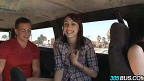 hey this 19 year old brunette slut gets fucked hard outdoors in public bus reality