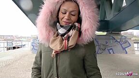 german scout picks up tattooed european teen from berlin streets for rough first time facial sex