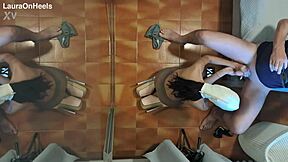 preview - milf in pantyhose and high heels gives a blowjob on her knees with cum swallowing, big ass brunette deepthroat and creampie mouthful... 😏