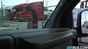 how does nerdy latina slut handle public bus fucking for cash as humiliated whore?