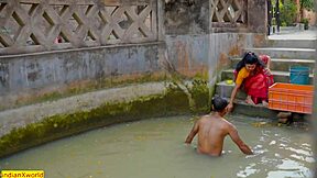 Horny Indian village bhabhi gets fucked doggy style in outdoor ranch sex