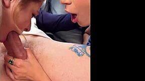 Bianca and her busty girlfriends are milking her boyfriend's hard big cock in a wild 4some group sex session with blowjobs and tit play