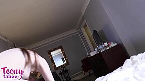 Step-daughter Michelle rides in cowgirl for taboo creampie with natural tits blowjob and pussy cum load