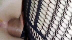 Crazy guy in pantyhose fucks shaved stepsister anal 😈