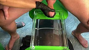 Will This Mature Milf Make Muscular Guy Cum Hard With Handjob In Aquarium?