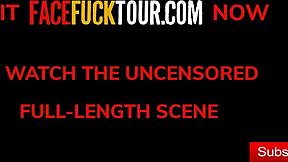 Real blonde teen 18+ gets sloppy deepthroat from massive dick in rough blowjob session