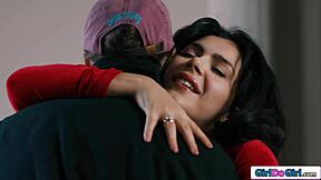 Busty Petite Italian Lesbian Cheats With Strapon Fucking Mistress