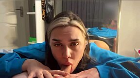 My best friend's girlfriend surprised me with a hot homemade blowjob while he was out shopping