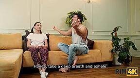 Rim4k brunette mistress in heels and stockings licks ass in workspace!