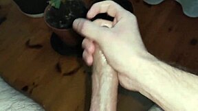 Young guy masturbates with huge cum in homemade solo session
