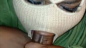 super sloppy deep throat blowjob from masked girl