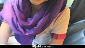 Muslim teen Alexia Anders gives her boyfriend oral pleasure inside the car