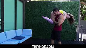 Tinyhoe narrative unfolds as petite 18+ latina teen stepsister Violet Gems gets stuck under table and fucked by stepbrother.