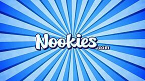 Skinny teen Tess Thompson gets a surprise while dipping in the outdoor pool