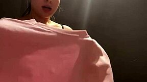 Public natural tits play and nipple clamps