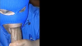 masked lady wet up her jacket sucking on bbc but contrasts with curvy amateur homemade blowjob leading to cum covered finish