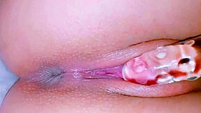 horny latina teen shaves pussy, then masturbates with glass dildo in spa till creampie wet