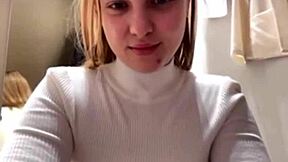 Hey public fucking in the fitting room turns into hardcore orgasm with cumshot on big tits for teen 18+ in changing room