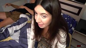 My stepfather rests after fishing so we share the bed for some risky closeness