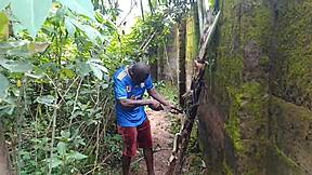 sex with plantain in the garden using oiled young body