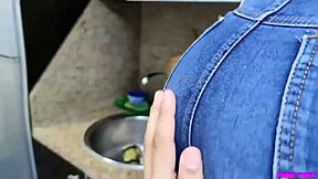i grab her big ass while she cleans the kitchen for rough anal