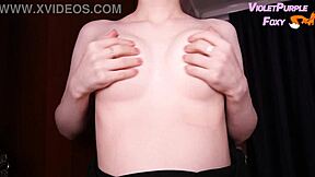 This amateur home girl experiences an intense nipple shaking orgasm while fingering her puffy small tits in close-up solo masturbation.