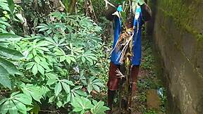 sex with plantain in the garden using oiled young body