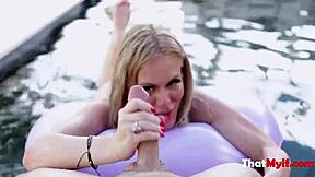Blonde russian milf casca akashova cheats by the pool getting her pussy soaked and ridden hard