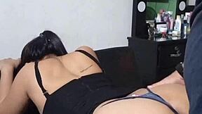 Quickie with wife's cute cousin bent over in doggystyle creampie! She's naughtiest family squirter