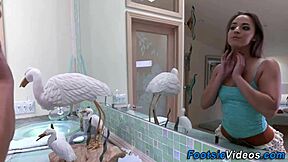 The European babe acts as a foot slut getting anally fucked with cumshot and fetish insertion