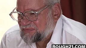 Big natural tits on tattooed teen overpower his disapproval, leading to intense cowgirl riding and cumshot.