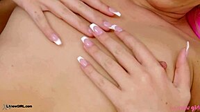 Blonde beauty with teen 18+ spirit poses on sofa for casting interview showing petite body in solo photoshoot moment.