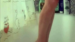 Hey, check out this busty teen 18+ washing her perfect feet in the shower