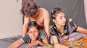 uttaran20 features two sexy teen 18+ brunettes in romantic threesome with blowjob and riding