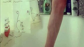 Hey, check out this busty teen 18+ washing her perfect feet in the shower