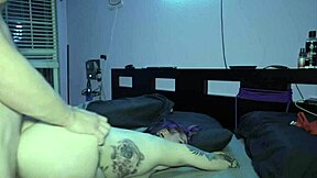 this tatted up goth amateur takes it rough in doggystyle with spanking and creampie