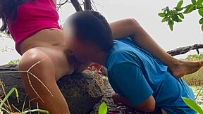 Why Not Tease That Young 18+ Brazilian Brunette's Pussy During Her Lakeshore Workout Session