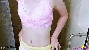 bright-eyed blonde took a shower but i think she forgot somethin... wait